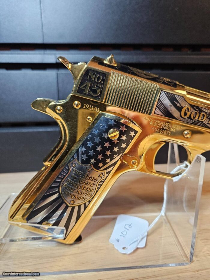 Auto Ordinance .45 ACP 1911A1 Private Stock 24k Gold Engraved 45 President Patriotic. K.A.G. (Keep America Great) - Image 4