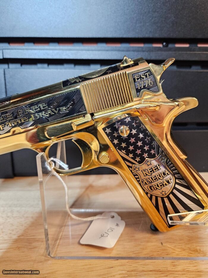 Auto Ordinance .45 ACP 1911A1 Private Stock 24k Gold Engraved 45 President Patriotic. K.A.G. (Keep America Great) - Image 12