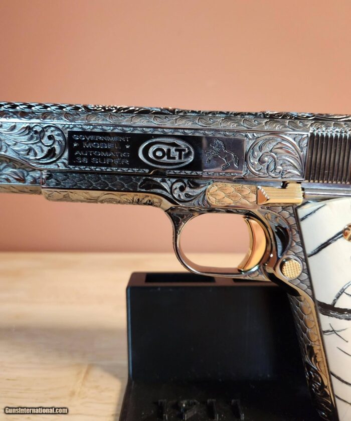 Colt 0911-C .38 SUPER OMG STUNNING ENGRAVED BLACK NICKEL with 24k Gold small parts. MAMOUTH MOLAR GRIPS. - Image 15