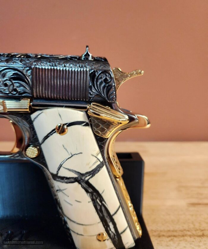 Colt 0911-C .38 SUPER OMG STUNNING ENGRAVED BLACK NICKEL with 24k Gold small parts. MAMOUTH MOLAR GRIPS. - Image 14