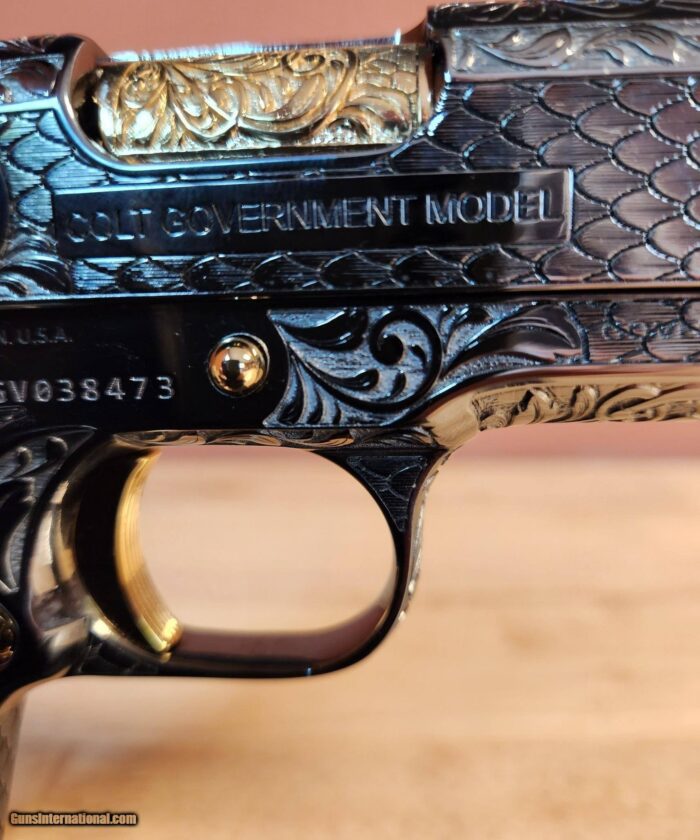 Colt 0911-C .38 SUPER OMG STUNNING ENGRAVED BLACK NICKEL with 24k Gold small parts. MAMOUTH MOLAR GRIPS. - Image 13