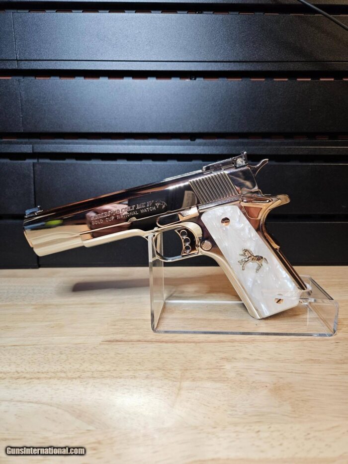 Amazing Colt .45 ACP Gold Cup N.M. Trophy Nickel with 24k Gold Small Parts - Image 5