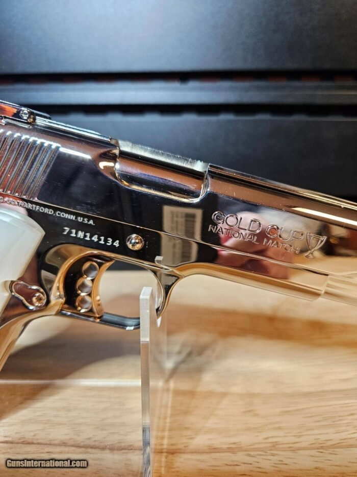 Amazing Colt .45 ACP Gold Cup N.M. Trophy Nickel with 24k Gold Small Parts - Image 3