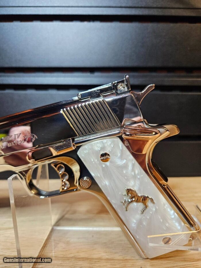 Amazing Colt .45 ACP Gold Cup N.M. Trophy Nickel with 24k Gold Small Parts - Image 7