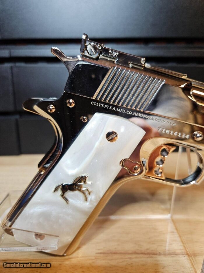 Amazing Colt .45 ACP Gold Cup N.M. Trophy Nickel with 24k Gold Small Parts - Image 8