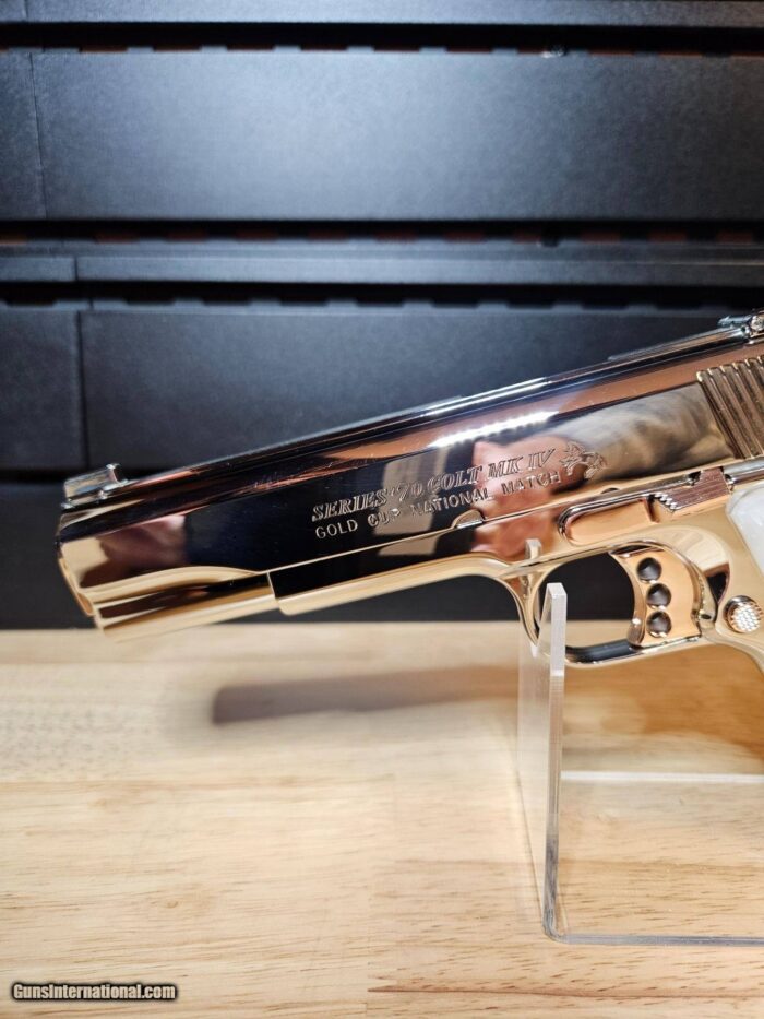 Amazing Colt .45 ACP Gold Cup N.M. Trophy Nickel with 24k Gold Small Parts - Image 10