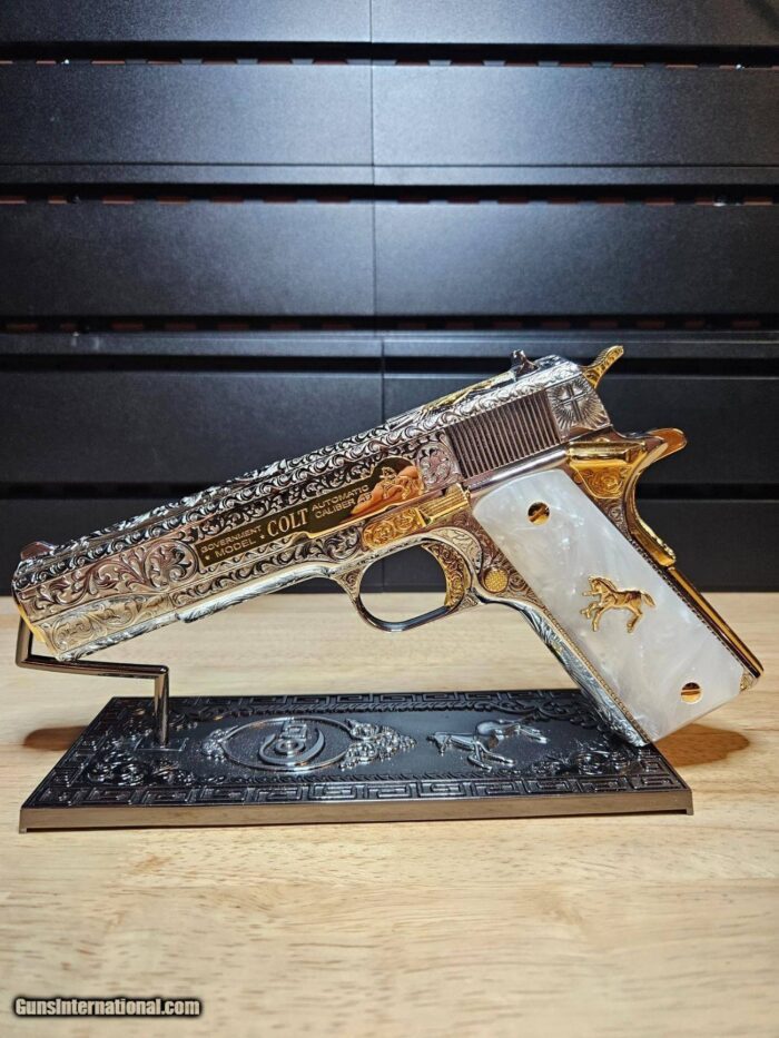 Stunning Colt .45 ACP Engraved (FAITH) With Polished Nickel Finish Selective 24K Gold Plate And Small Parts - Image 13