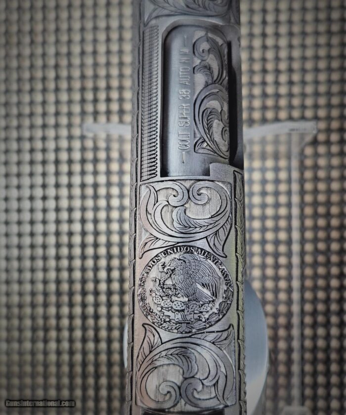 Colt .38 Super Pancho Villa Deeply Engraved Stainless Steele - Image 14