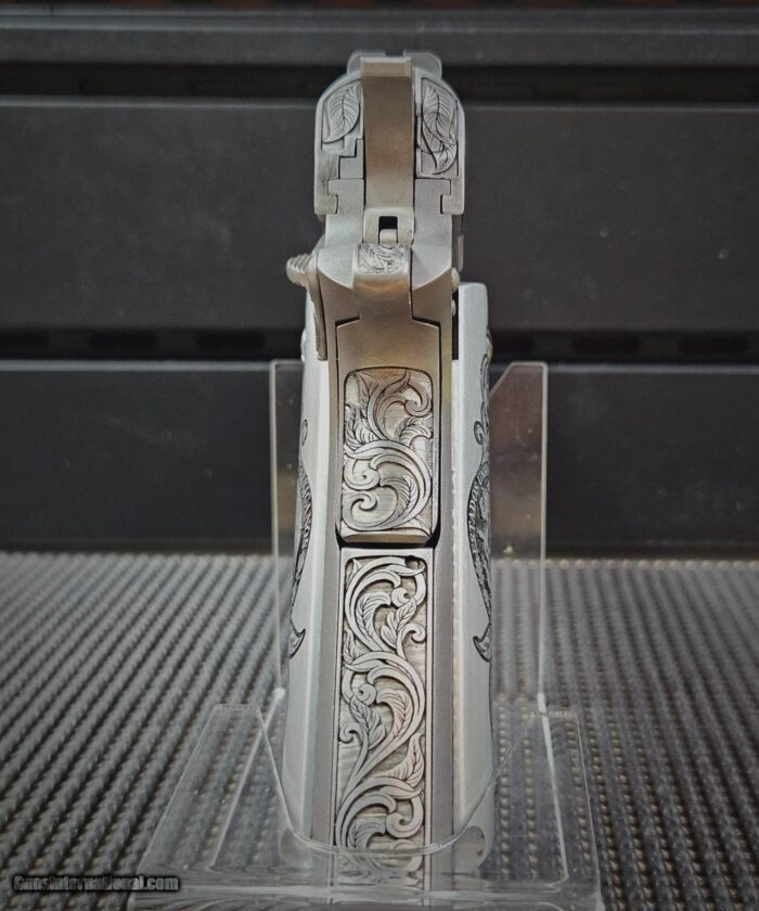 Colt .38 Super Pancho Villa Deeply Engraved Stainless Steele - Image 10