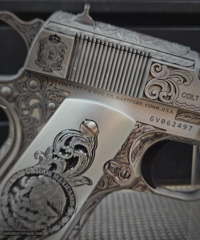 Colt .38 Super Pancho Villa Deeply Engraved Stainless Steele - Image 11