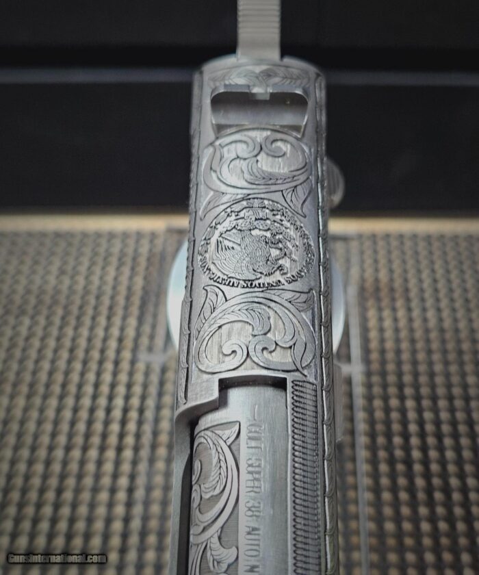 Colt .38 Super Pancho Villa Deeply Engraved Stainless Steele - Image 6