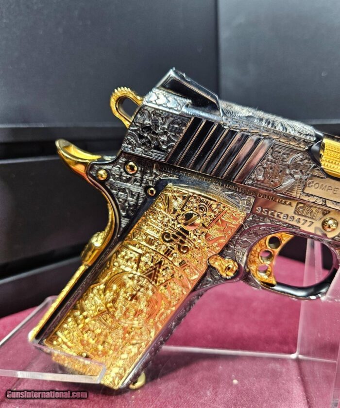 Colt Competition series 9mm WOW black nickel plated Aztec engraved with 24K gold small parts - Image 9