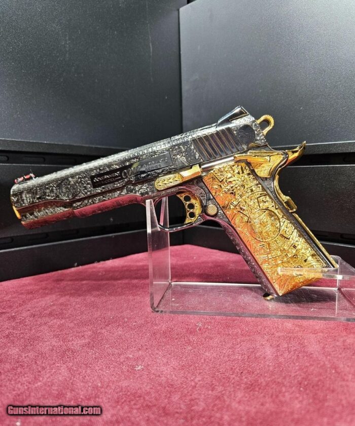 Colt Competition series 9mm WOW black nickel plated Aztec engraved with 24K gold small parts - Image 11