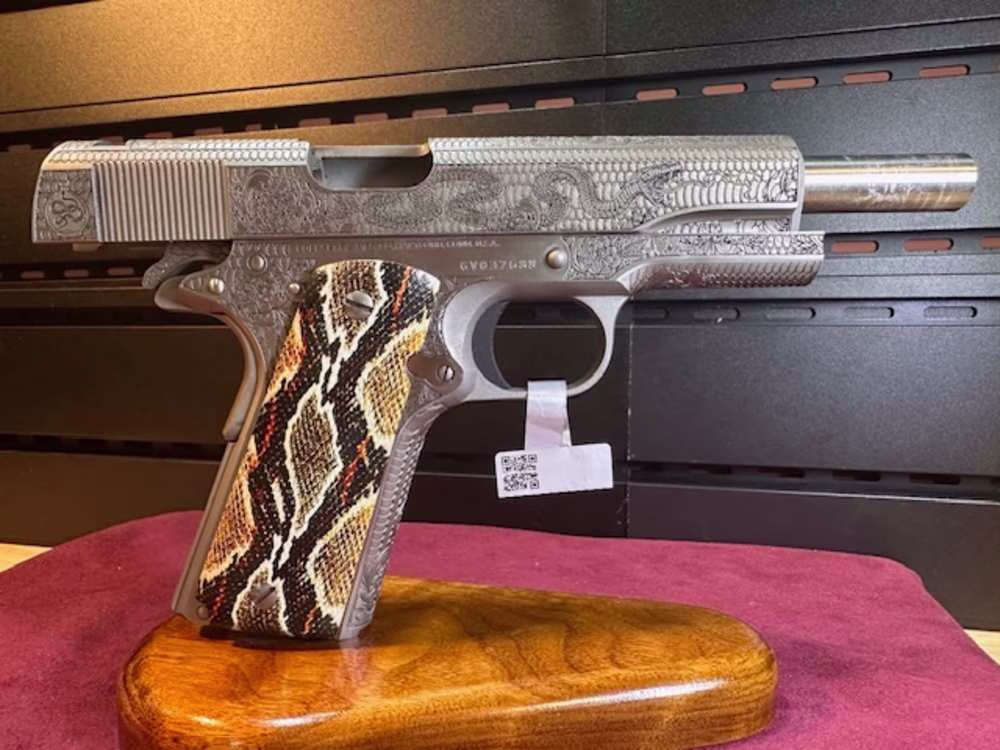 Colt 1911 Series 70 SS - Fully Engraved Snake - Image 3